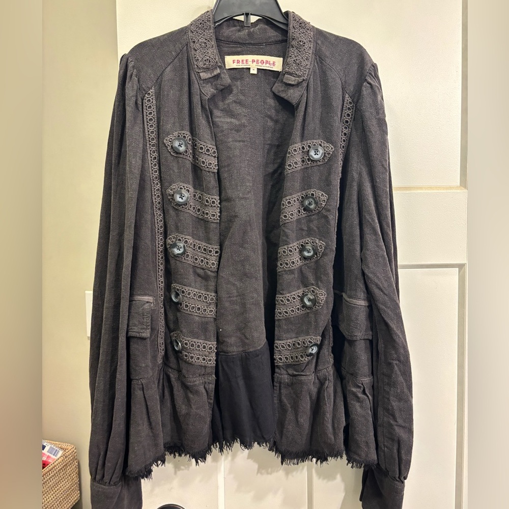 Free People Black Military Style Jacket